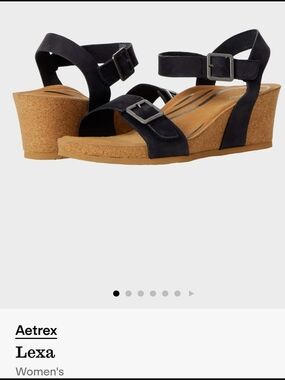 Aetrex Lexa **NAVY BLUE** Cork Wedge Sandals